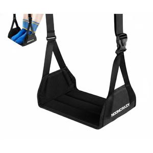 Airplane Foot Hammock, No Collapse Foot Rest for Plane Travel with Extended Adjustment Strap, Portable Desk Foot Hammock with Thickened Foam, Foot Sling Travel Essentials to Relax Your Feet