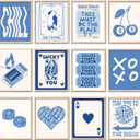 TRAMIN 12 Pcs Blue Lucky Poster, Playing Card Wall Art, Funky Posters Aesthetic Pictures, Poker Room Decor, Blue Trendy Wall Art, Retro Ace Prints Queen of Hearts Decor for Bedroom (8x10 UNFRAMED)