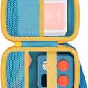 Storage Case Compatible with Yoto Mini (2024 Edition) Kids Screen-Free Bluetooth Audio Player,Transparent Card Bag can hold up to 36 cards(Sky Blue Case,Yellow Zipper)
