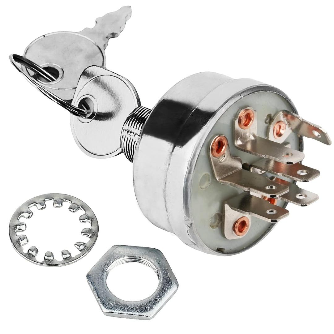 Ignition Switch Compatible with Exmark Lazer Z, Lazer Z XP & Toro Z 500, Z Master with 60" and 72" Deck, 3 Positions, 6 Terminals, Replaces 103-0206, 104-2541, 109-4736, 88-9830, 5208003, 430-334
