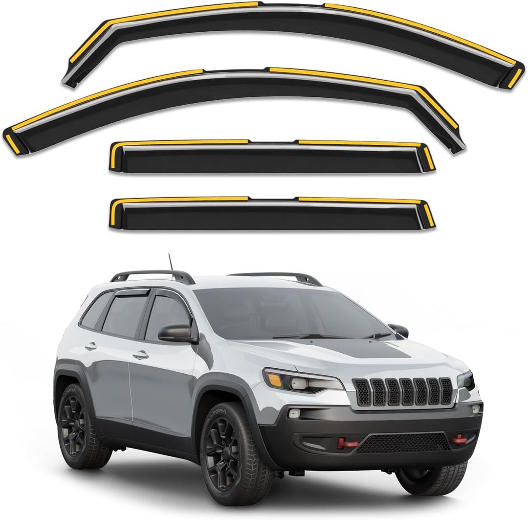 in-Channel Window Visors Rain Guards for Jeep Cherokee 2014-2023 | Extra Durable, Window Visors, Vent Visors, Window Deflector, Vent Shades, Car Accessories-4PCS