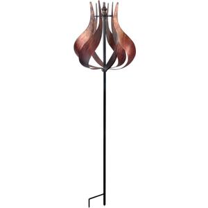 Teamson Home Tulip Kinetic Metal Weather Resistant 360 Degrees Swivel Windmill Wind Spinner for Outdoor Patio Garden Backyard Decking Dcor, 70 inch Height, Copper