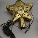 Christmas Tree Topper Star Lighted with LED Rotating Silver Snowflake Projector, Plug in Christmas Star Tree Topper Ornament 3D Glitter Projection for Indoor Office Party Holiday Xmas Decorations