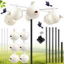 Yaocom Complete Purple Martin Gourds and Pole Package Include 15' Telescoping Martin House Pole, 8 Gourd House and 4 Hangers & Mounting Accessories Durable Birdhouse Mounting System-Easy Assembly