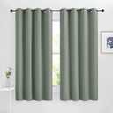NICETOWN Sage Green Blackout Curtains 63 inch Length for Kitchen, Grommet Energy Saving Thermal Window Treatments Light Blocking Drapes for Bedroom, 2 Panels, W46 x L63