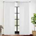 XTMYI White 90 Inch Length Back Tab/Hook Belt Linen Cotton Sheer Curtains for Bedroom 2 Panels,70 Inch Wide
