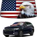 Bestview American Eagle Flag Windshield Sun Shade for 2014-2018 BMW X5,Custom Fit Foldable Front Window Sunshade Sun Visor Accessories Protector Block UV Rays Heat, Keep Your Car Cooler