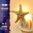 Hortsun 2 Piece Seashell Night Light Seashells and Sea Animal Plug in Night Light Beach Theme Bathroom Decor for Bedroom Bathroom Kitchen Home Decor