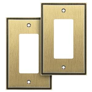 Henne Bery Soft Modern Decorative Wall Plate Switch Plate Outlet Cover (Single Decorator 2PK, Antique Brass) One Missing
