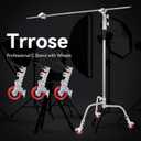 3 Packs Swivel Caster Wheels Set, Professional C Stand Wheels With 25mm Diameter for Photography Light, Durable Metal Construction and Tender Rubber Base, Compatible With C Stand (Red)