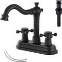 Bathroom Faucet Matte Black GGStudy 2 Handles 4 Inches Centerset Bathroom Vanity with Drain Assembly and Supply Hose Lavatory Faucet Mixer Double Handle Tap