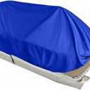 210D Pontoon Heavy Boat Covers Coating Trailerable Cover Blue (21~24FT 307.09 x 151.57)