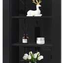 14 x 24 Recessed Medicine Cabinet, Black Bathroom Wall Cabinet, 3-Tier Wall Niche with Glass Interior, for Bathroom Storage