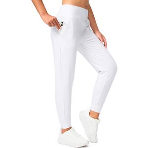 Soothfeel Women's Fleece Lined Joggers Pants High Waisted Water Resistant Thermal Sweatpants Winter Hiking Pants with Pockets (White)