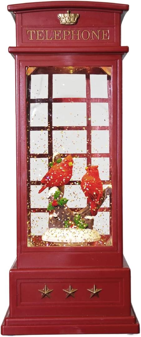 Christmas Snow Globes Musical Cardinal Snow Globe Lantern with Swirling Glitter Lighted Water Lantern with 8 Songs for Christmas Decoration Gifts
