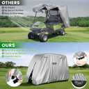 10L0L Golf Cart Cover 2/4/4+2 Passenger for Yamaha EZGO Club Car, Heavy Duty 420D Waterproof Windproof Durable Oxford Golf Cart Cover with 3 Zipper Doors for All-Weather Protection (Black/Silver), Size: L- For 2/2+2/4 Passenger Cart