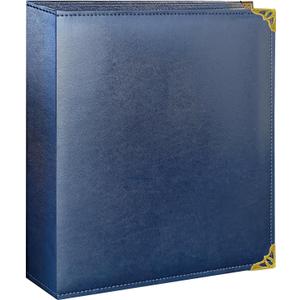 Vintage Leather 3 Ring Binder, 2 Inch D Ring, Holds 8.5" x 11" Paper Letter Size, Brass Corner Protectors, Faux Leather Cover, Professional Office & School Binder (1 Pack, Blue, 2 Inch)