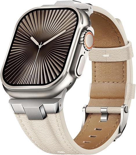 Suitisbest Leather Band Compatible for Apple Watch Ultra Band 49mm 46mm 45mm 44mm 42mm 41mm 40mm, Genuine Leather Replacement Strap for iWatch series 11 10 9 8 7 6 5 4 3 2 1, SE 3 2 1, Ultra 3 2 1