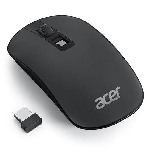 acer Computer Mouse Wireless, 2.4G Slim USB Wireless Mice with USB Receiver, Small Sized Hands, 800/1200/1600 Adjustable DPI Optical Laptop Mouse with 4 Buttons, Portable for Laptop, Desktop, PC