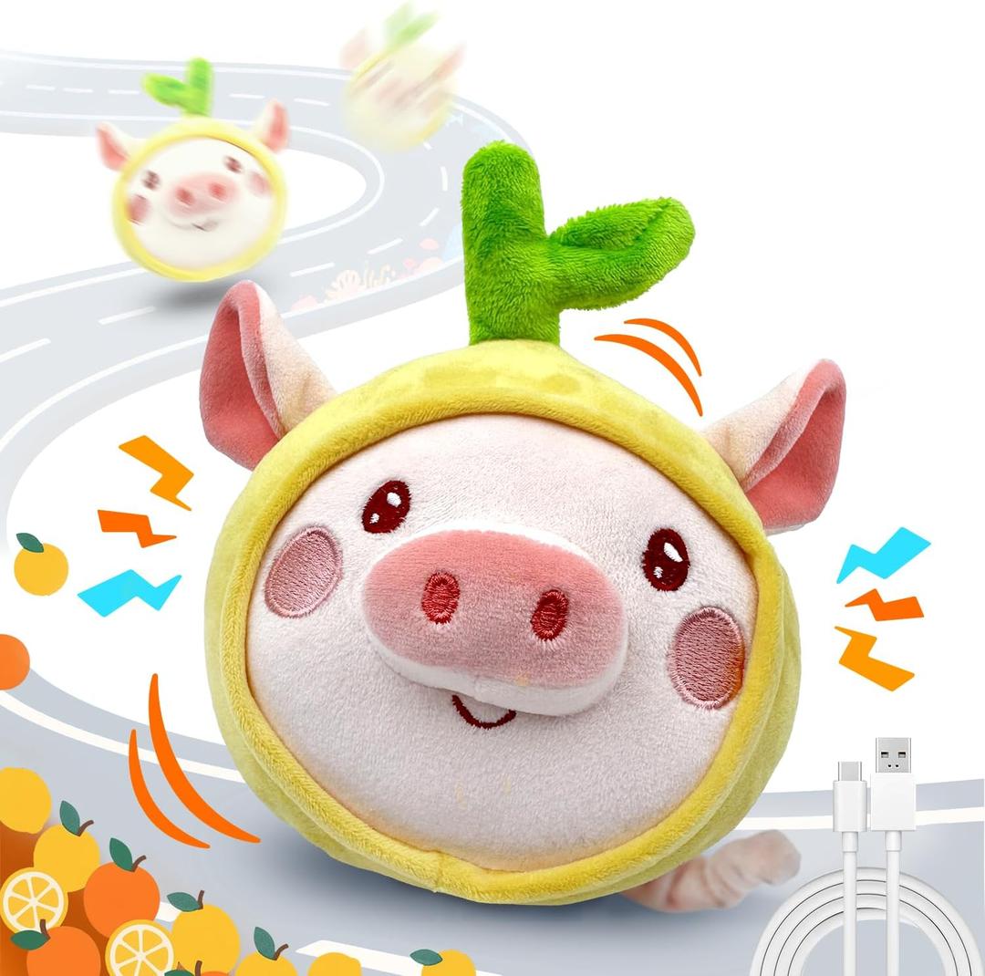 Interactive Dog Toys, [Newly Upgraded] Moving Dog Toy to Keep Them Busy, Bouncing Dogs Toy/Squeaky Rolling Ball with Jumping Music Silent Mode for Small Medium Large Dogs (Upgrade Pig)