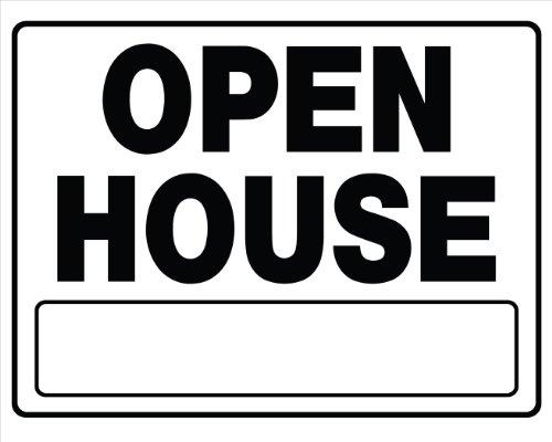 Hillman 840062 Open House Sign with Space for Fill In includes H-Wire Frame Mounting Bracket, White and Black Corrugated Heavy Duty Plastic, 20x24 Inches 1-Sign