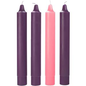 Concordia Supply Advent Pillar Candles 12" x 1.5", Stearin Wax Candlesticks for Religious Activity, Clean Burn Candles, Decorative Candle Sticks for Celebration & Occasion, 3 Purple, 1 Rose