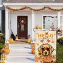 2 x Hello Fall Wood Watercolor Dog Sunflowers Pumpkins Maple Leaves Autumn Garden Flag Yard Flag 12x18 Inch Double Sided Small Mini Yard Outdoor Outside Farmhouse Holiday Decoration