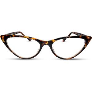 2SeeLife Small Cat Eye Reading Glasses for Women  Narrow-Medium Fit, Sturdy Frame, Spring Hinges, Premium Funky Readers, Brown Tortoise, +1.00