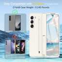 Fingic for Samsung Z Fold 6 Case[with S Pen( not the original Galaxy Z Fold 6 stylus )&with 9H Screen Protector & S Pen Slot]with Hidden Stand Heavy Duty Luxury Slim Protective Phone Case, Cream White