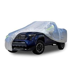 SNKOL 5 Layers Waterproof Car Covers for Trucks All Weather Season UV Protection Rainproof Outdoor Full Cover Universal Fit Truck Length Up to 242", Max Cab Length 146"