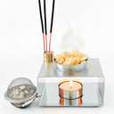 2 x CiLoN 4in1 Incense Holder, Frankincense Burner, Essential Oil Burner Aromatherapy Diffuser, Resin Burner, Esfand Burner with Tea Candle Warmer. Spiritual Gift for Yoga & Meditation Lovers. Silver