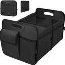 Trunk Organizer, Collapsible Waterproof Multi-Functional car Trunk Grocery Organizer Storage for SUVs & Sedans, Car Accessories for Women/Men, 3 Compartments, Black