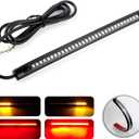 LivTee Universal 8" Flexible LED Light Strip with Tail Brake Stop Turn Signal Lights All-in-one for Motorcycle Scooter Quad Cruiser Off Road, Red/Amber (Rear)