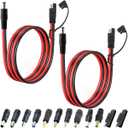 SAE to DC Power Cable 14AWG SAE Plug to DC 5.5x2.1mm Male Adapter Cable, with SAE Polarity Reverse Adapter 10 Pcs DC Adapter, for Solar Battery Panel Automotive RV(2ft,2pack)