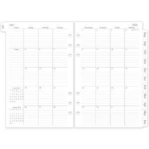 2026-2027 Monthly Planner Refill, A5 Medium Planner Inserts for 6 Holes, 5.5"x8.5", Jul. 2026 - Dec. 2027, 12 Monthly Calendars with Laminated Tabs, 6-Hole Punched (Two Page Per Month)