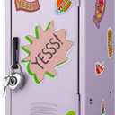 Vercraft Mini Locker with Lock Keys Stickers 10.8inch Small Storage Locker Desk Locker Metal Small Locker Miniature Storage Locker Functional Safe Metal Locker for Desktop Bedroom Home Office (Purple)