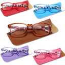 Reading Glasses Blue Light Blocking, Computer Glasses for Women Men, Fashion Square Eyeglasses 5 Pairs +1.5