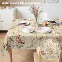 Spring Boho Farmhouse Vintage Floral Botanical Polyester Rectangle Tablecloth Table Cloth Waterproof Wipeable Wrinkle Free Oblong Tablecloth for Kitchen Dining Patio, 60 x 84 Inch, Beige