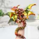 3D Printed Dragon with Wings,3D Printed Animals Toys,Flexible Articulated Winged Crystal Dragon 15.75in, Black Red Gold