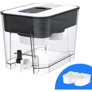 Waterdrop WFD-22L-DF Water Filter Dispenser, 40-Cup Water Purifier, 2 Built-in Filters, 8X Faster Filtration, 400-Gallon Lifespan, 10X Longer Lifetime, Reduces Chlorine, PFOA/PFOS, Black