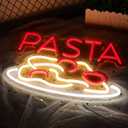 Pasta Neon Signs for Wall Decor Neon Lights for Bedroom Led Business Signs Suitable for Italian Pasta Restaurant Noodle Unique Gift for Lover 5V Power Adapter 16 * 10.6 Inch(Red+White)