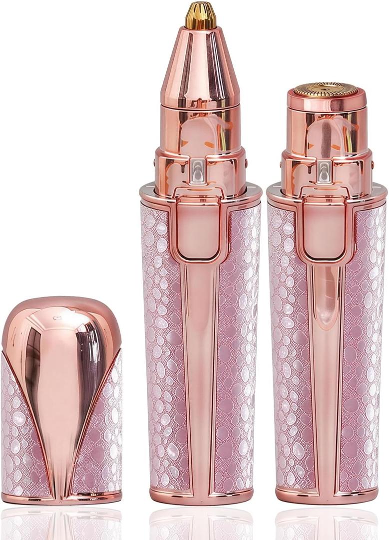 Facial Hair Remover for Women with 2-in-1 Eyebrow Trimmer Head, Painless Facial Hair Removal for Women and Peach Fuzz, Rechargeable Hair Removal Device for Smooth Skin