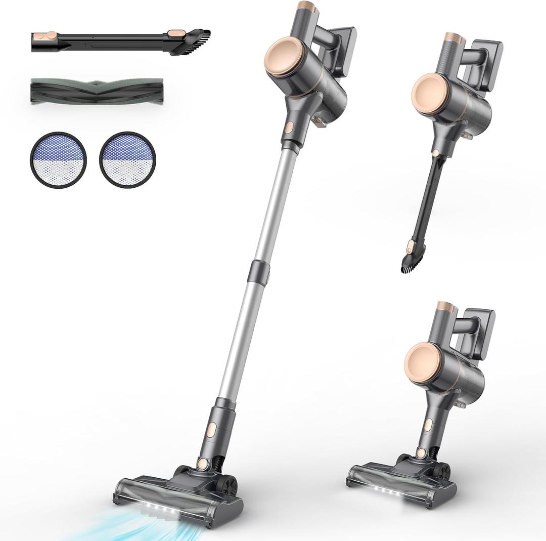 N8 Cordless Vacuum Cleaner,Lightweight Stick Vacuum with Powerful Suction,2200mAh Battery,40 Mins Runtime,Self-Standing,Rechargeable Vacuum Cleaners