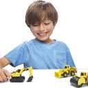 CAT Construction Toys CAT Construction Die Cast Metal 3 Pack Vehicles - Steam Roller/Excavator/Wheel Loader for Ages 3+