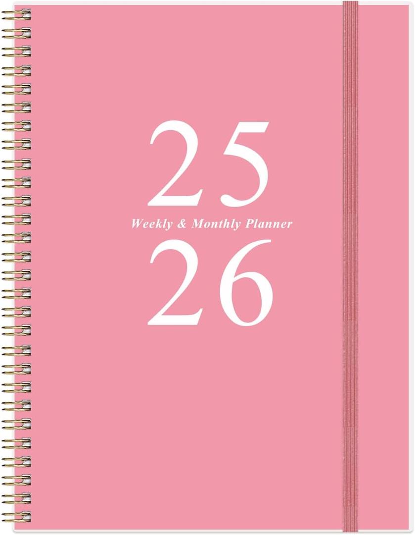 2 x 2025-2026 Planner - Academic Planner 2025-2026 from July 2025 to June 2026 with 12 Monthly Tabs, Flexible Cover, Inner Pocket, 8.5" x 11", Pink
