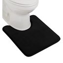 Thick Memory Foam Toilet Rug for Bathroom, U Shaped Washable, Soft Absorbent Velvet Topside Floor Mats, Machine Wash, Cushioned Luxury Rugs for Bath Room, 23x23, Black