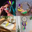 CCINEE 200 Pcs Mardi Gras Goose Feathers Bulk 6-8 Inch Large Colorful Purple Golden Yellow Green Feathers for DIY Crafts, Carnival Masquerade Party Costume Decoration