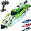 BEZGAR RC Boat, 12 inch Remote Control Boat for Kids and Adults, 25 KPH Fast RC Speed Boats with 700mAh Battery, Ideal Waterproof Toy Boats for Lakes & Pools - TX126 Green