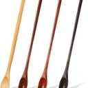 4 Pcs 13 Inch Long Handle Wooden Spoons for Cooking Long Handle Tasting Tea Spoon Wooden Utensils Vintage Stirrer for Kitchen Soup Coffee Cocktail Honey Mixing Stirring, 4 Colors