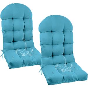 Outdoor Adirondack Chair Cushion Set of 2 Teal Blue Waterproof Tufted High Back Patio Cushions of Upper and Lower with Ties for Garden Backyard 47 * 19.68 * 3.9"